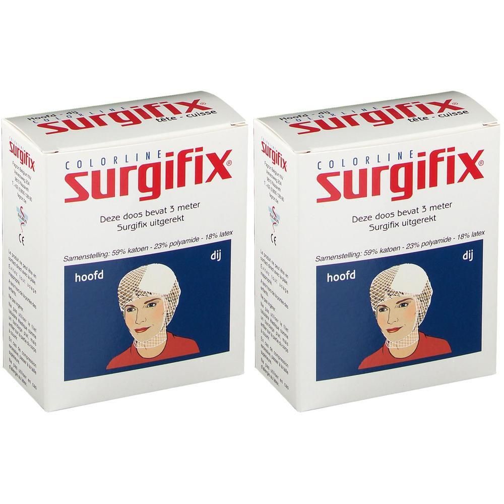 Deux boîtes de Surgifix Colorline Tête/Cuisse. Chaque boîte contient 3 mètres de filet.