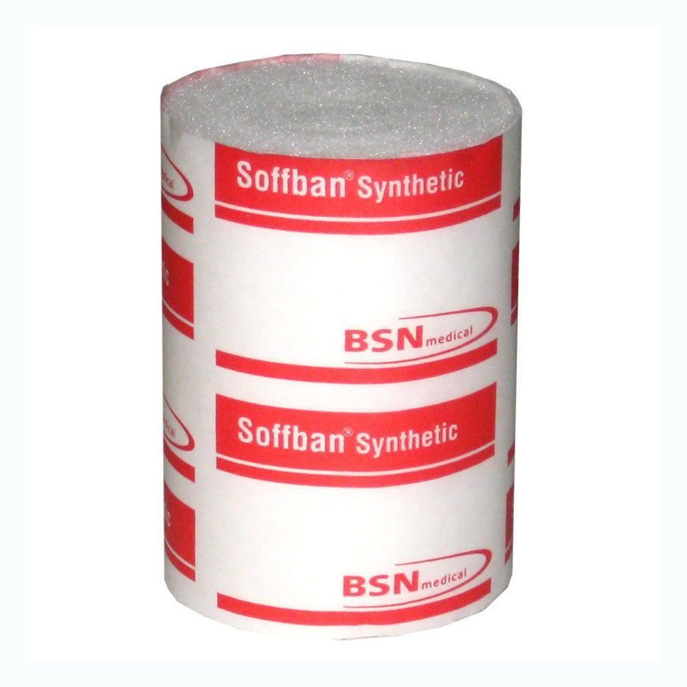 Rol Soffban Synthetic. Wit met rode strepen. Opschriften: Soffban Synthetic en BSN medical.