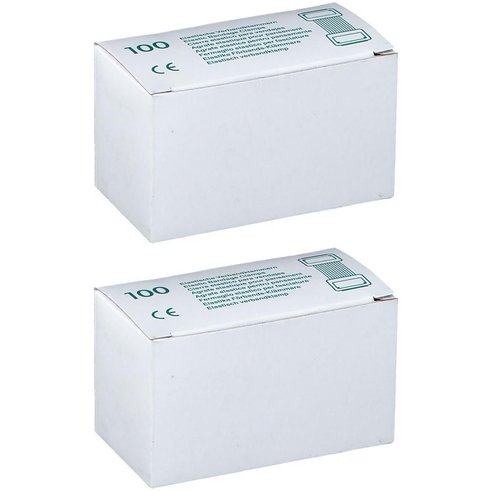 Deux boîtes blanches avec marquage CE et inscription "100".