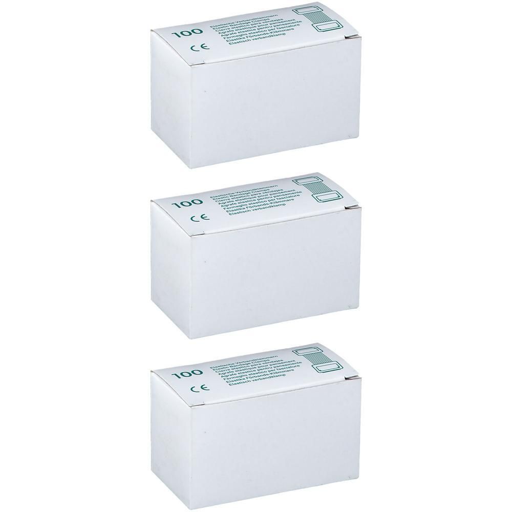 Drie witte dozen met CE-markering en opschrift "100".