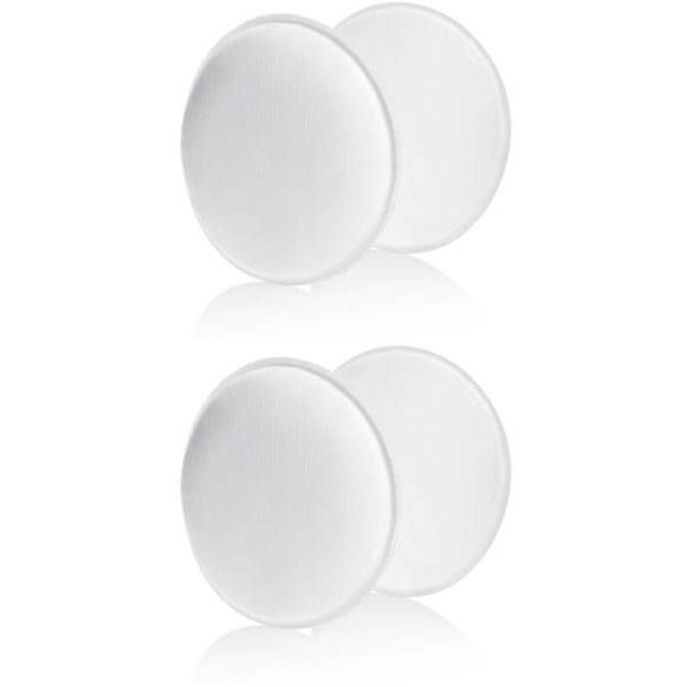 Deux paires de coussinets d'allaitement lavables, blancs, ronds.