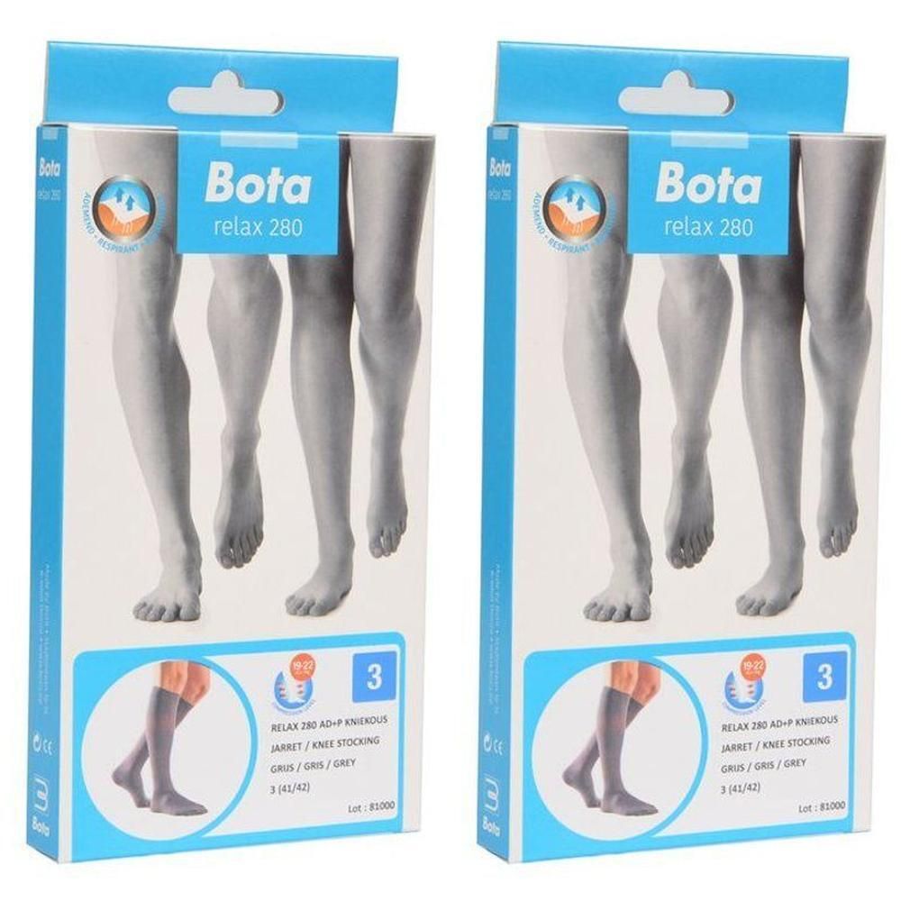 Deux paquets de bas de contention Bota Relax 280, gris, taille 3.