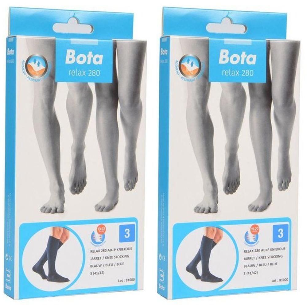 Twee pakken Bota Relax 280 steunkousen, blauw, maat 3.