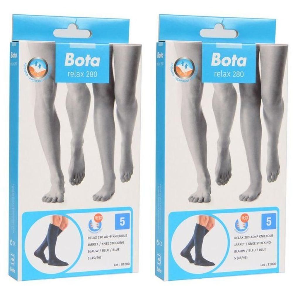 Deux paquets de bas de compression Bota Relax 280, mi-mollet, bleus, taille 5.