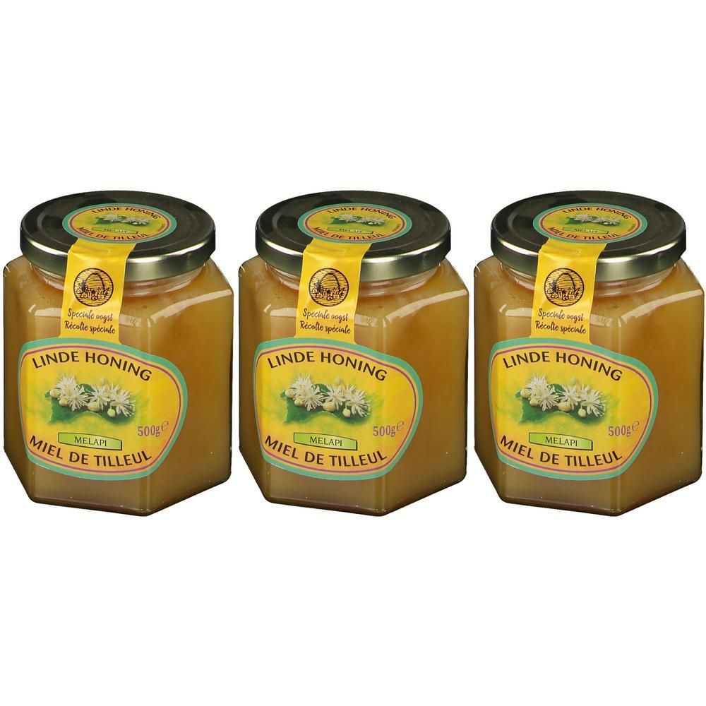 Drie potten lindehoning, elk 500g.