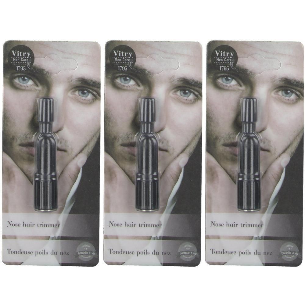 Vitry Tondeuse poils du nez, noir. Emballage avec visage d'homme.