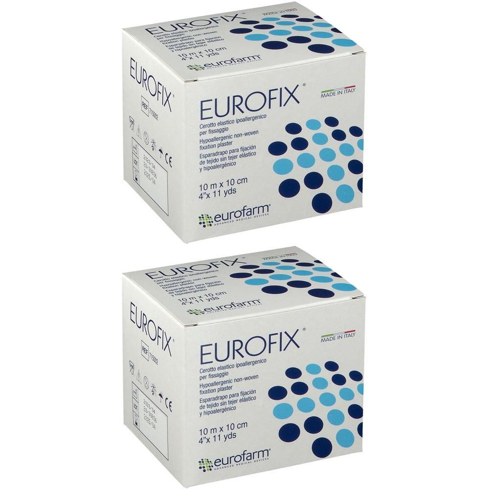 Twee pakken Eurofix hypoallergeen non-woven fixatietape, 10m x 10cm.