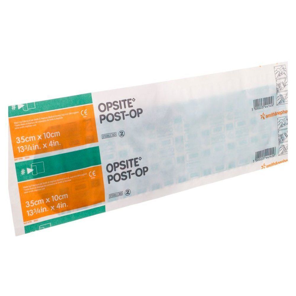 Opsite Post-Op verband, 35x10cm, transparant, individueel verpakt.