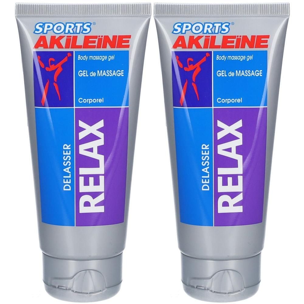 Twee tubes Akileïne Sports Gel Relax. Lichaamsmassagegel voor ontspanning.