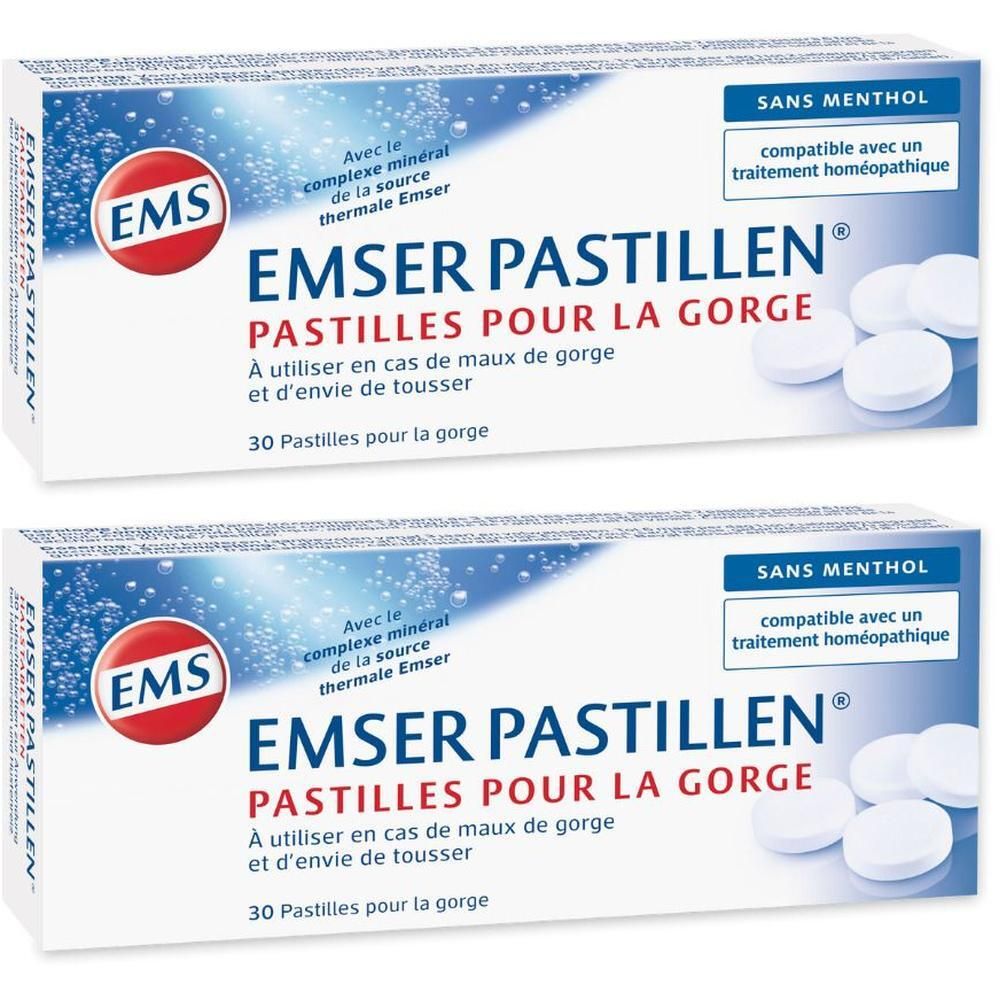 Ems er Pastillen PASTILLES POUR LA GORGE, 30 pastilles. Sans menthol. Avec complexe minéral de la source thermale Emser.