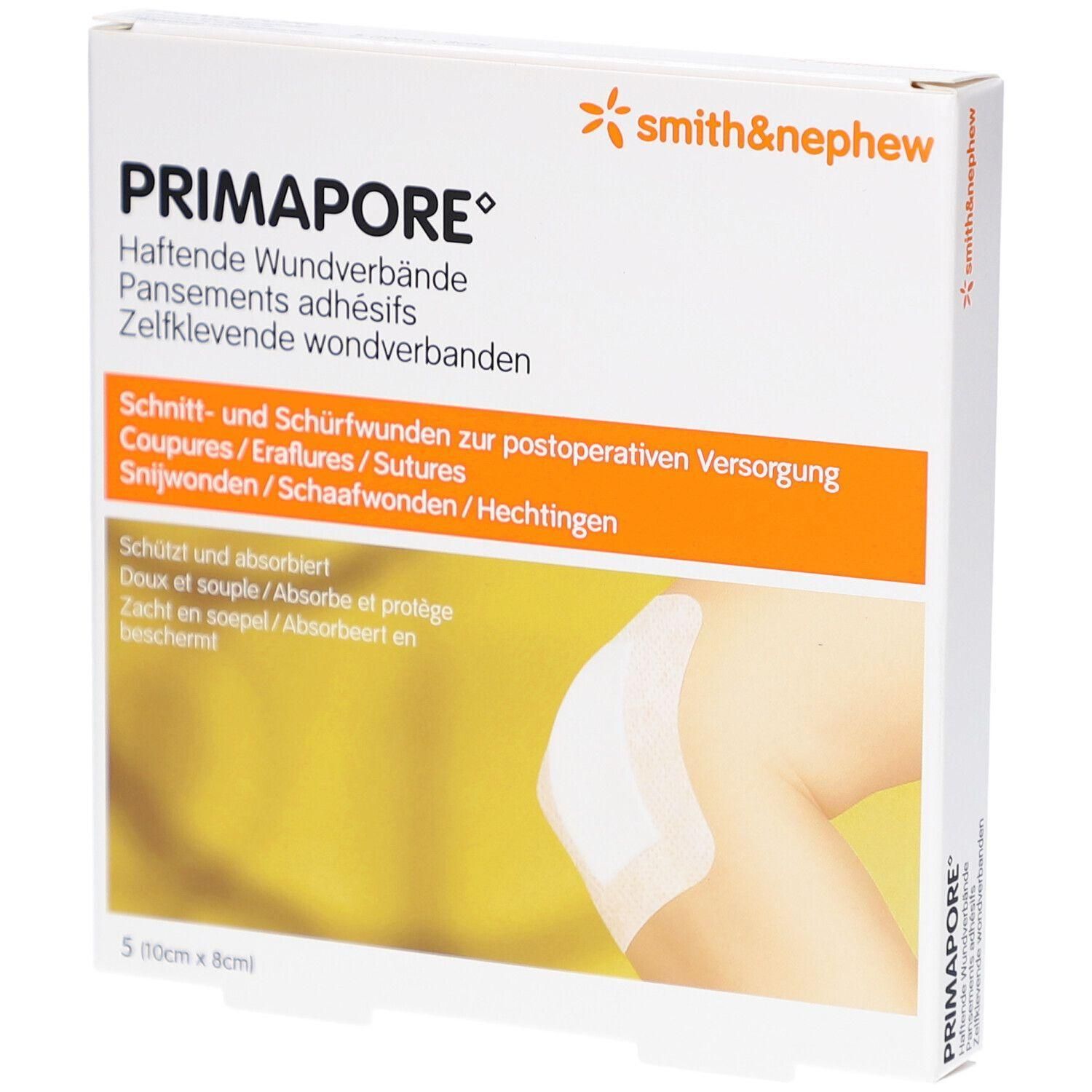 Primapore Pansements adhésifs, 5 pièces (10cm x 8cm).