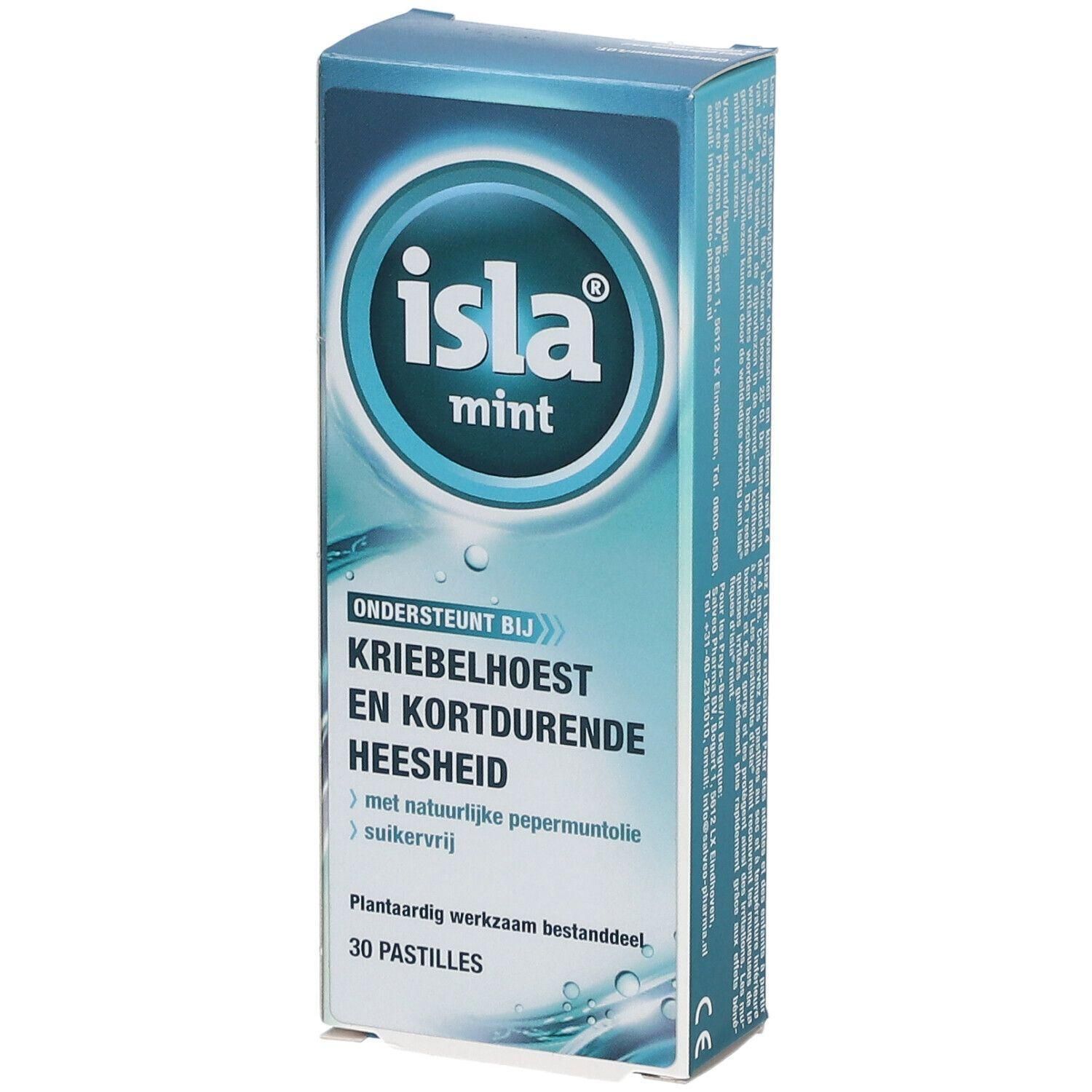Boîte de pastilles Isla Mint, 30 pièces, sans sucre.