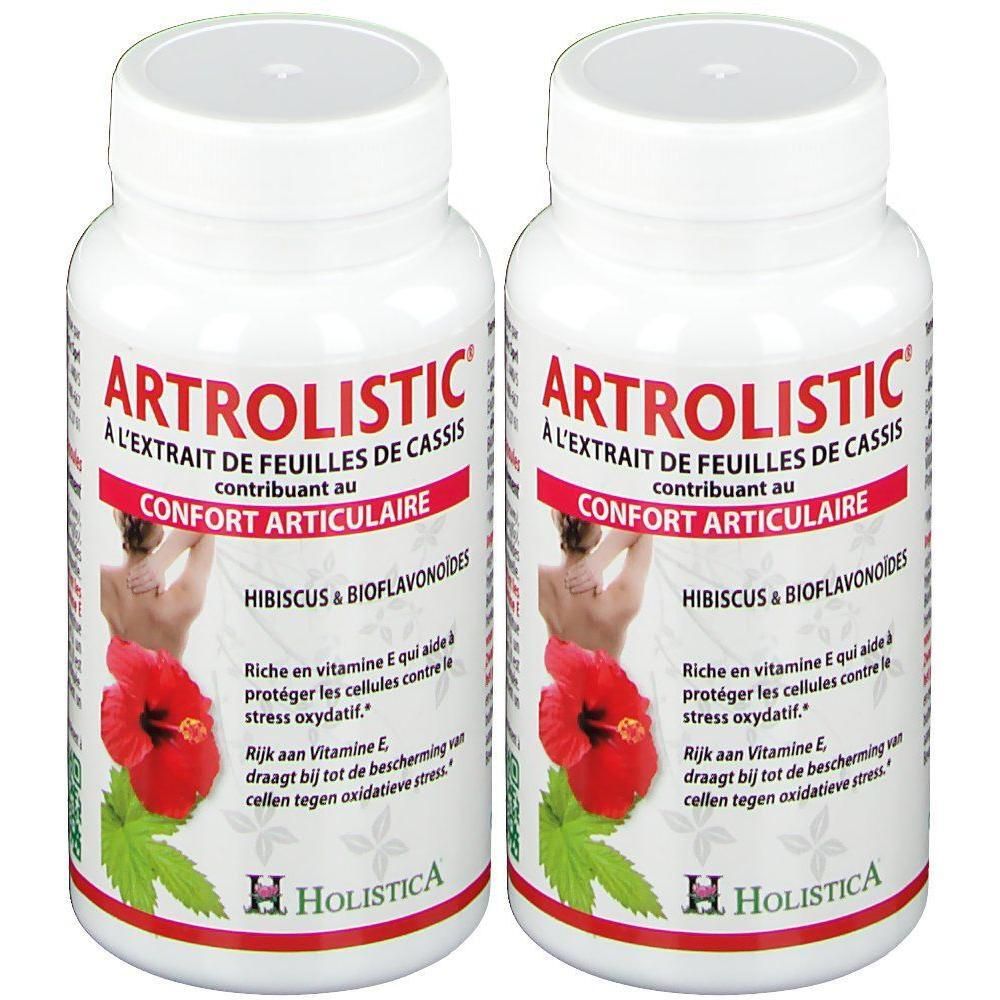Deux flacons d'Artrolistic avec hibiscus et bioflavonoïdes. Pour le confort articulaire.