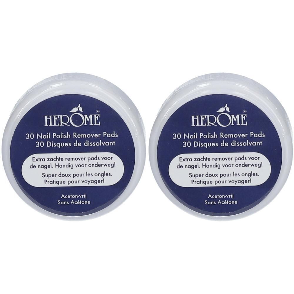 Deux pots de 30 disques de dissolvant pour vernis à ongles. Sans acétone.