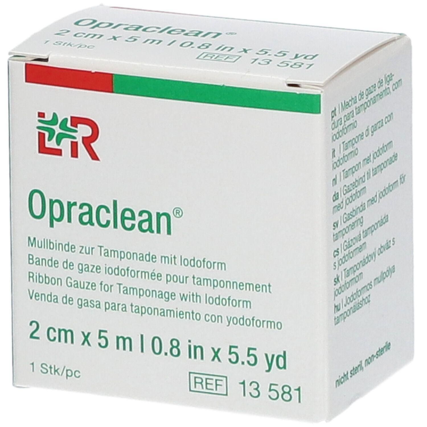 Opraclean gaasverband met jodoform, 2 cm x 5 m.