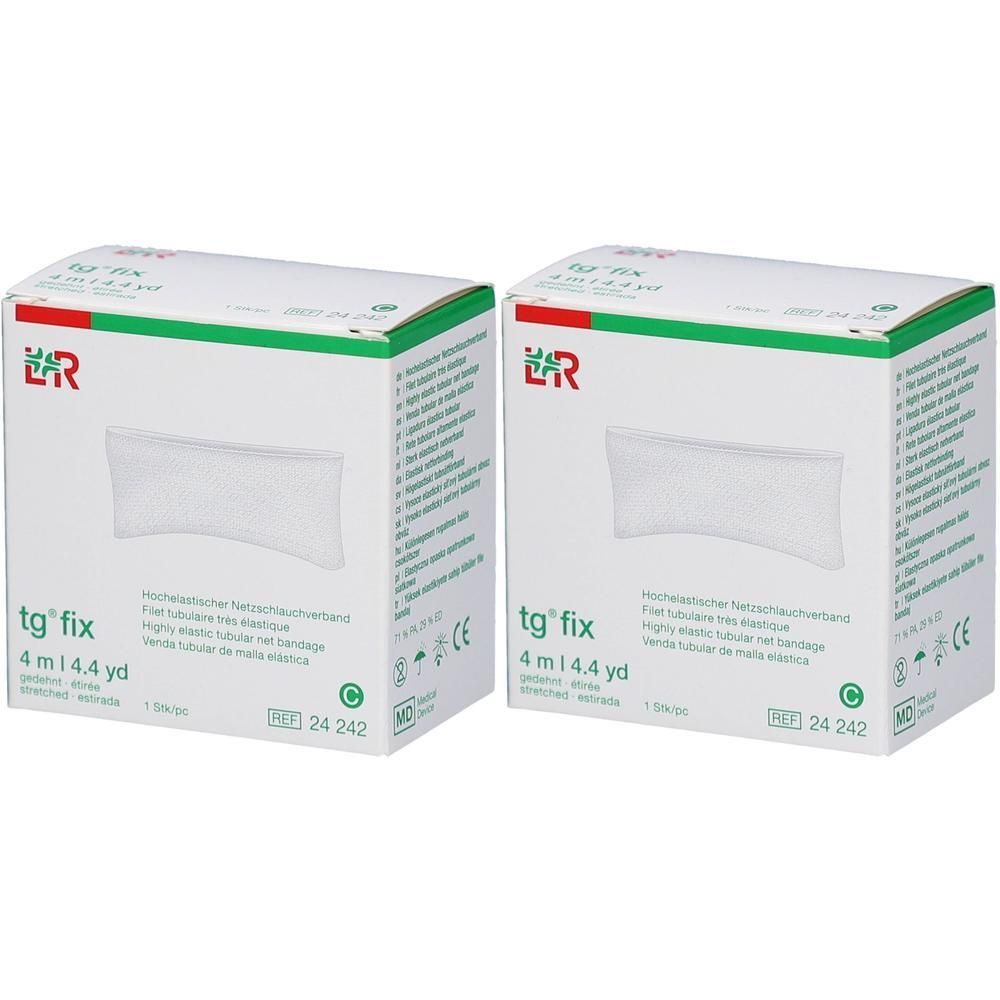 Twee verpakkingen tg*fix elastisch buisverband. 4 m x 4,4 yd.