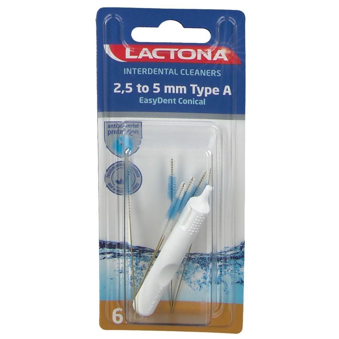 Pack de 6 brosses interdentaires coniques, 2,5-5 mm, avec manche.