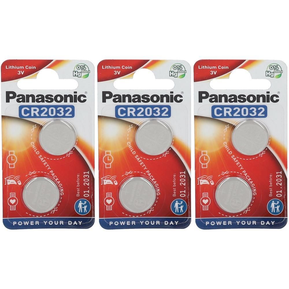 Panasonic CR2032 lithium knoopcelbatterijen, 3V, verpakking van 3.