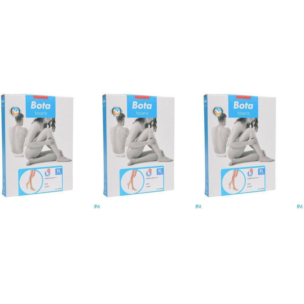 Drie pakken Bota compressiekousen in beige, maat XL.