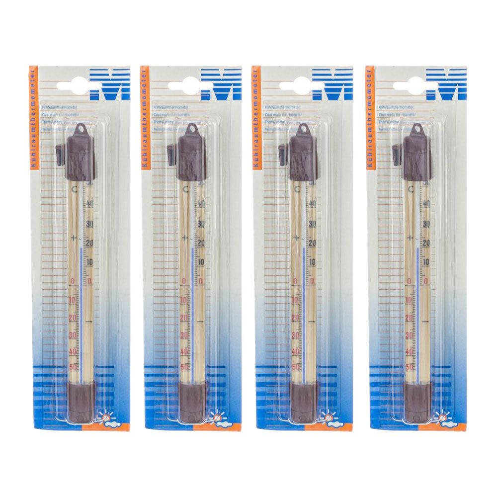 Quatre thermomètres avec une échelle de -40 à +50 degrés Celsius, emballés individuellement.
