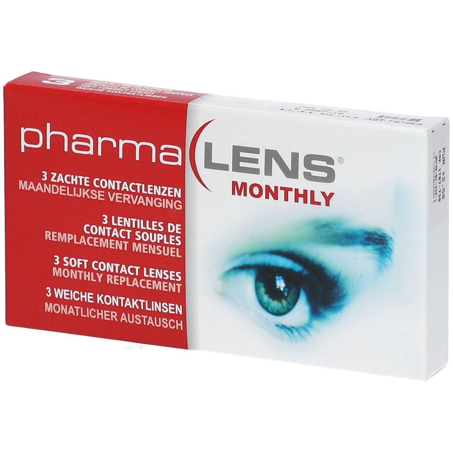 PharmaLens Maandlenzen: 3 zachte contactlenzen voor maandelijks vervanging.