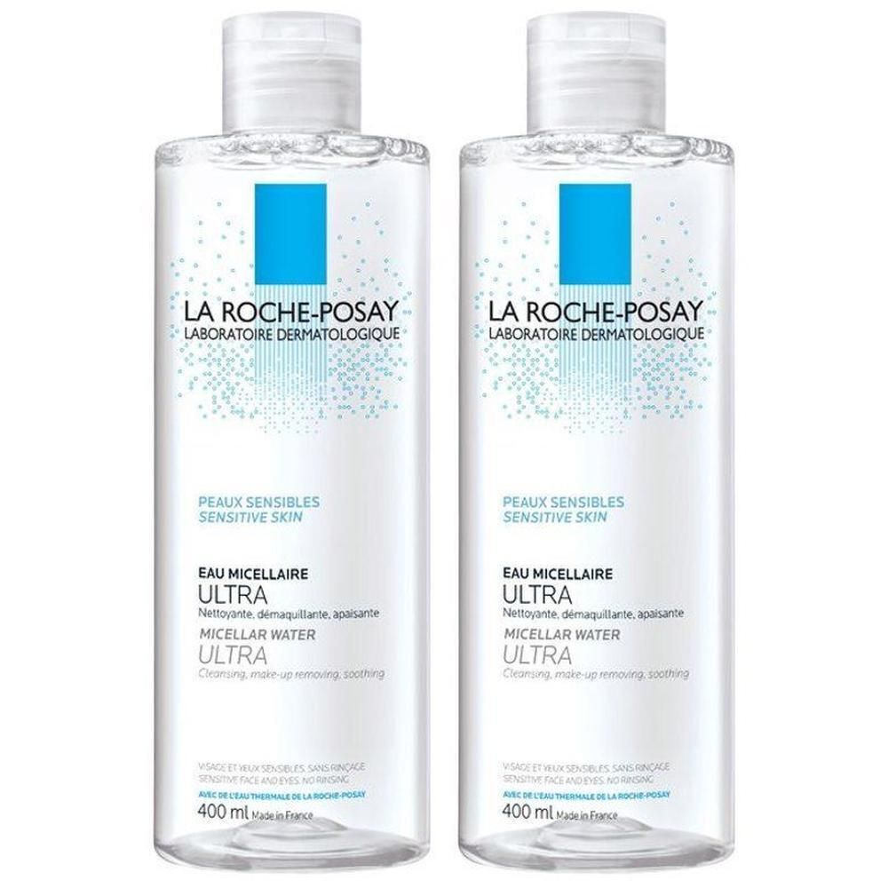 Twee flessen La Roche-Posay Micellair Water Ultra voor de gevoelige huid, elk 400 ml.
