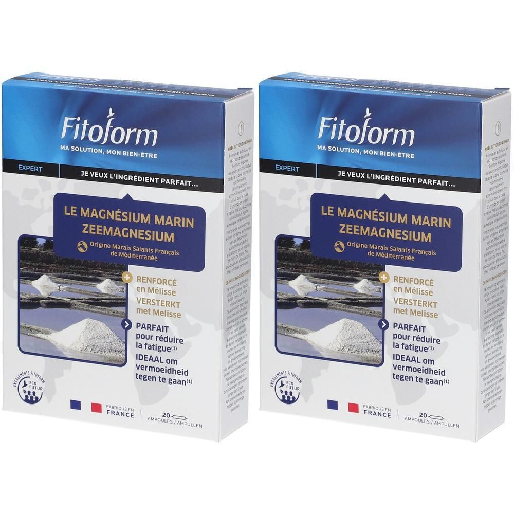 Twee pakken Fitoform Zeemagnesium met Melisse. 20 ampullen per pak.