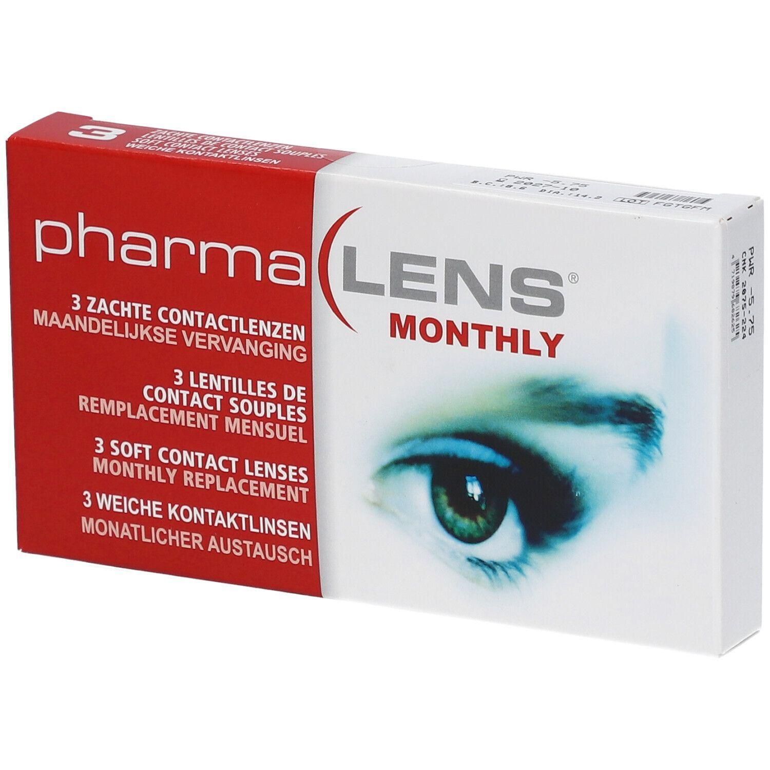 Lentilles PharmaLens : Boîte de 3 lentilles de contact souples pour remplacement mensuel.