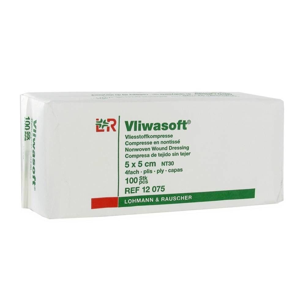 Lohmann & Rauscher Vliwasoft 5x5cm, 100 compresses non tissées.