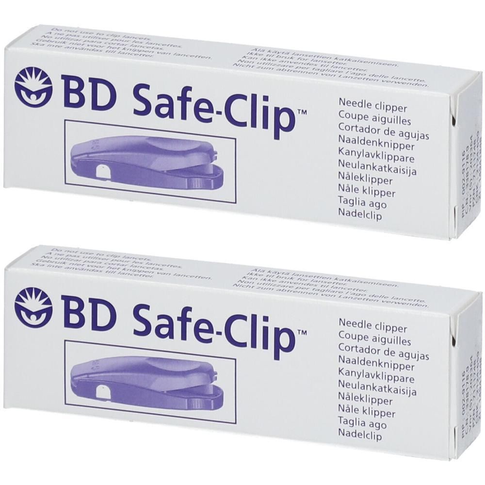 BD Safe-Clip Coupe-aiguilles violet. Boîte avec illustration du produit.