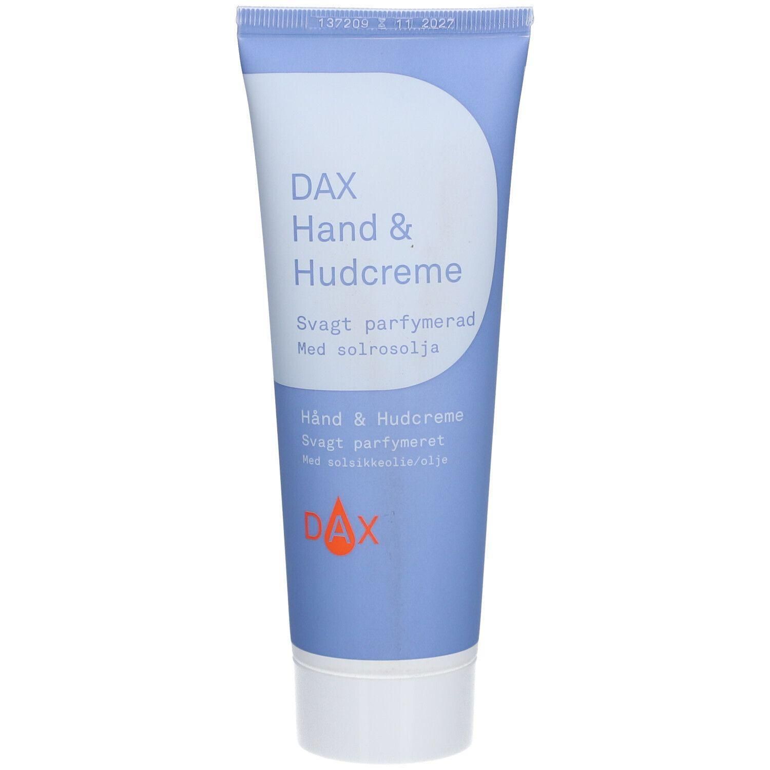 DAX Hand & Hudcreme tube, licht geparfumeerd met zonnebloemolie.