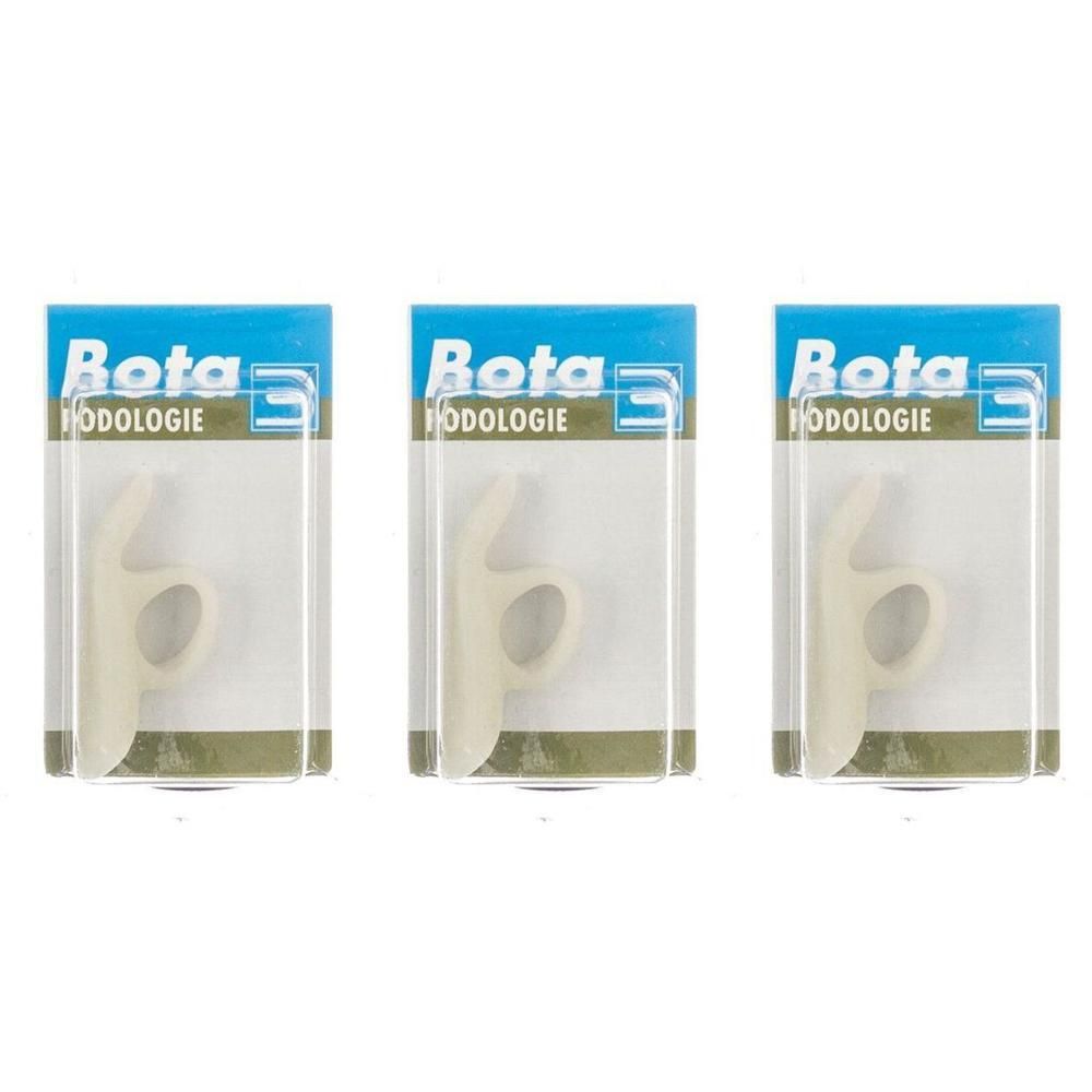 Drie teenverdelers van licht materiaal, individueel verpakt.