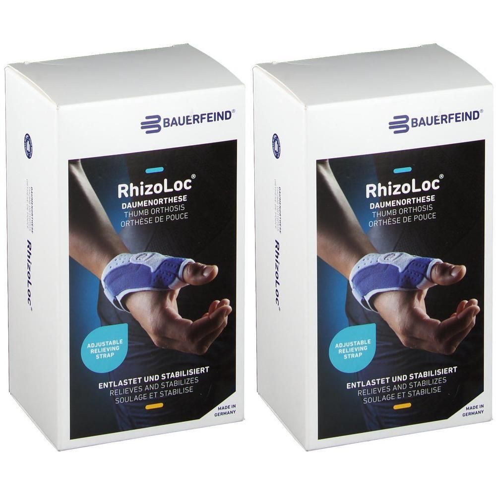 Bauerfeind RhizoLoc duimbrace. Ontlast en stabiliseert de duim. Met verstelbare band.