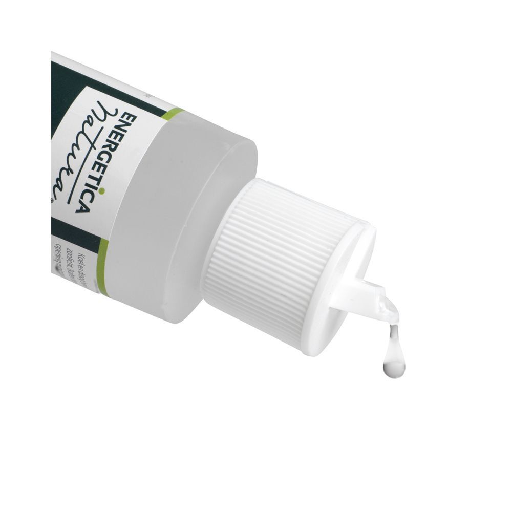 Druppels MSM Topical Gel 15% vallen uit de fles.