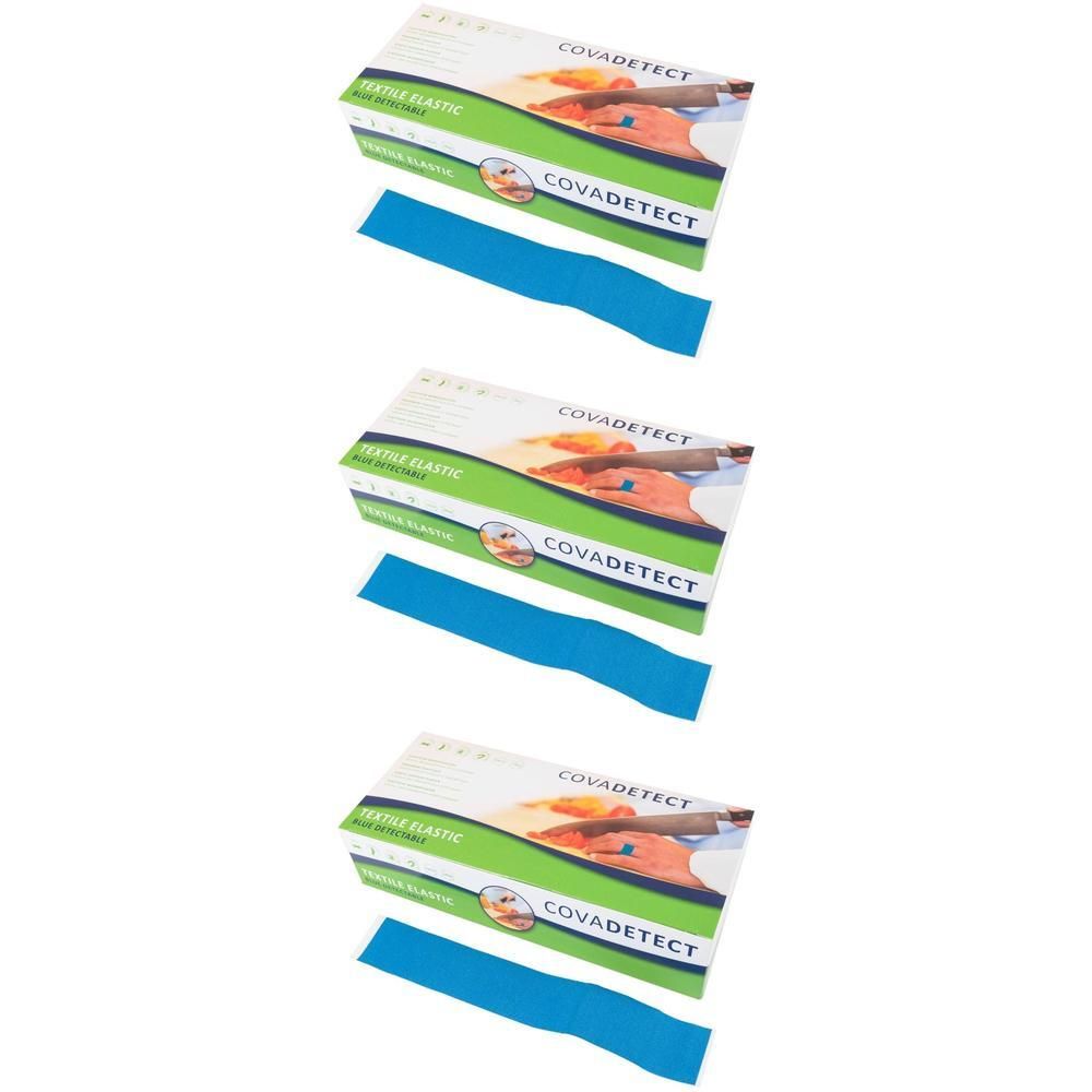 Drie pakken Cova Detect elastische band in blauw.