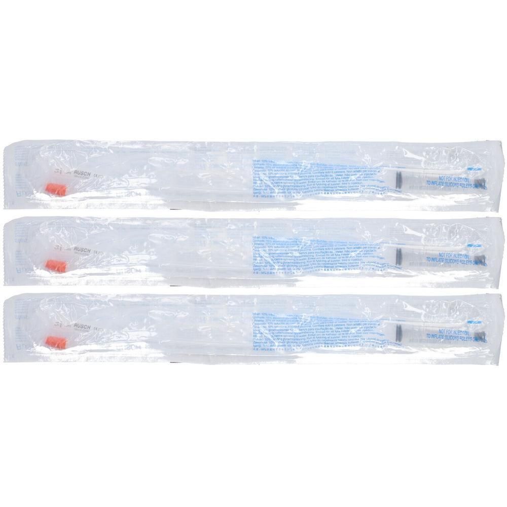 Trois sondes emballées individuellement avec seringues, embouts orange.