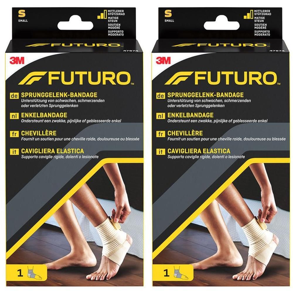 FUTURO Enkelbandage, beige, maat S, in dubbelverpakking.