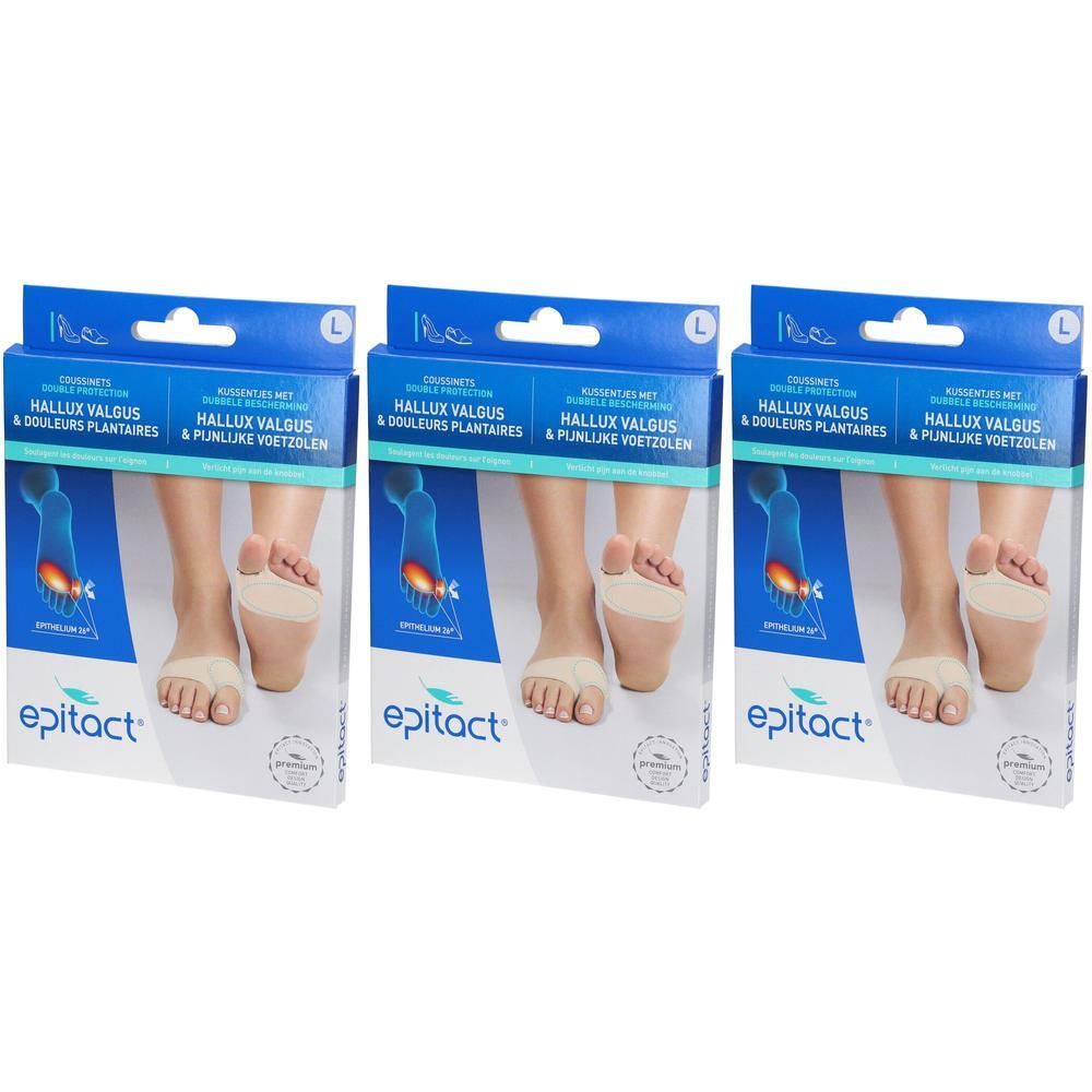 Trois boîtes Epitact Hallux Valgus & Douleurs Plantaires.