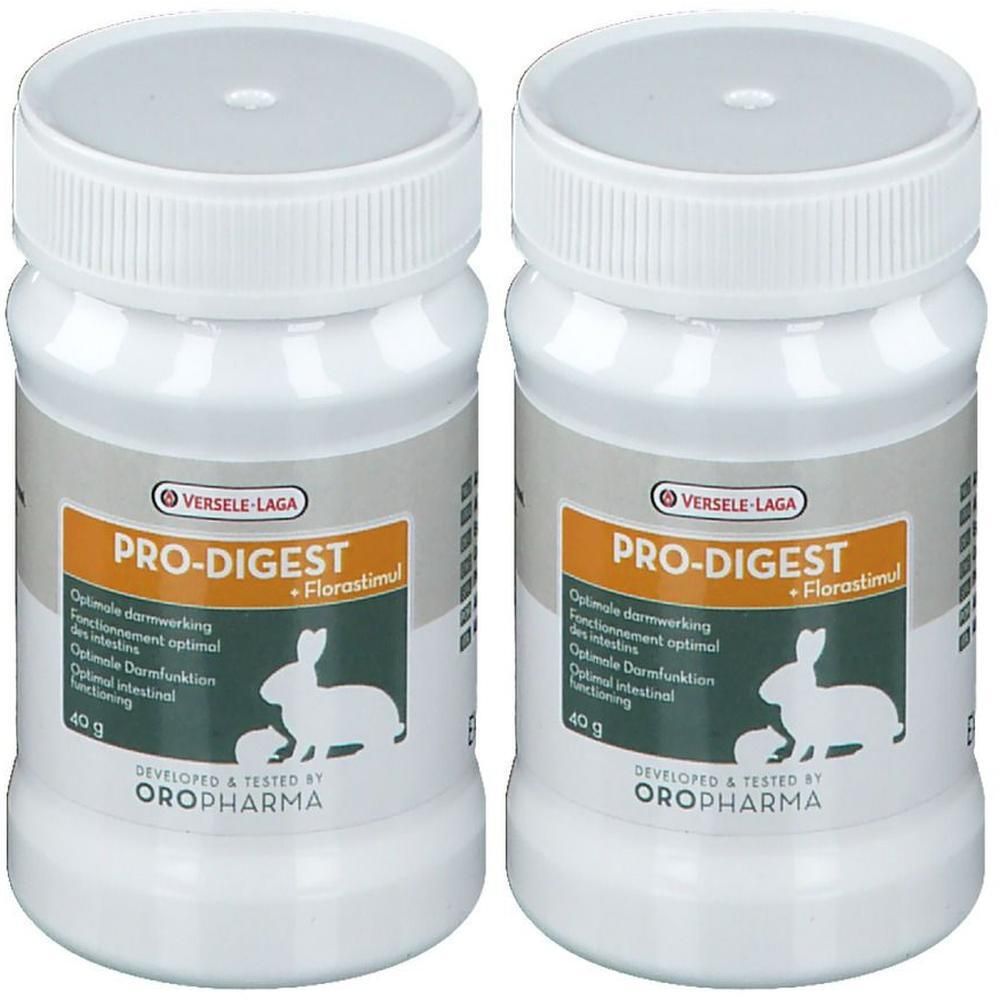 Twee potten Pro-Digest van elk 40g. Oropharma. Voor optimale darmwerking.