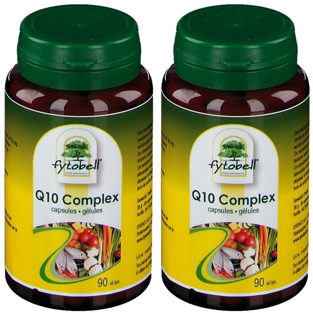Deux flacons de Fytobell Q10 Complex capsules, 90 gélules chacun.