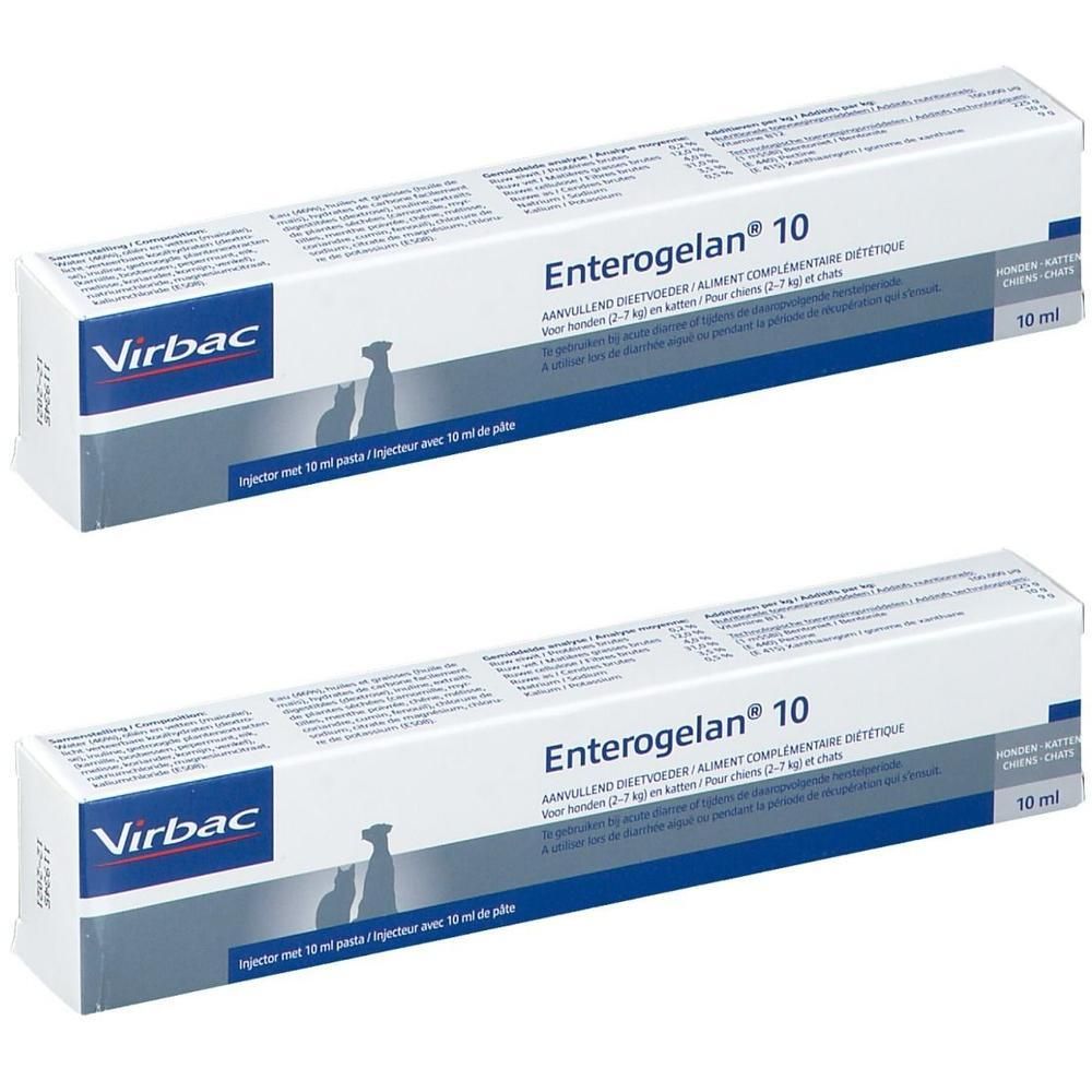 Virbac Enterogelan 10, seringue de 10 ml avec pâte pour chiens et chats.
