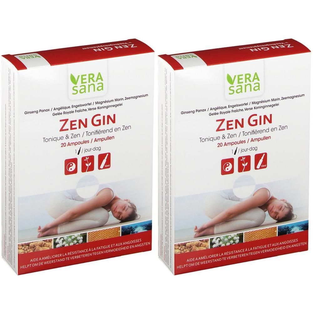 Deux boîtes de Zen Gin Tonique, chacune avec 20 ampoules.