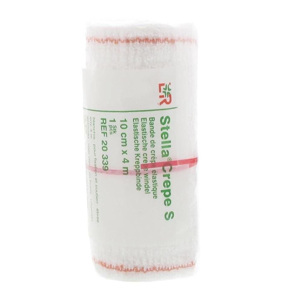 Elastisch krepopwikkel, 10 cm x 4 m, wit met rode naden.