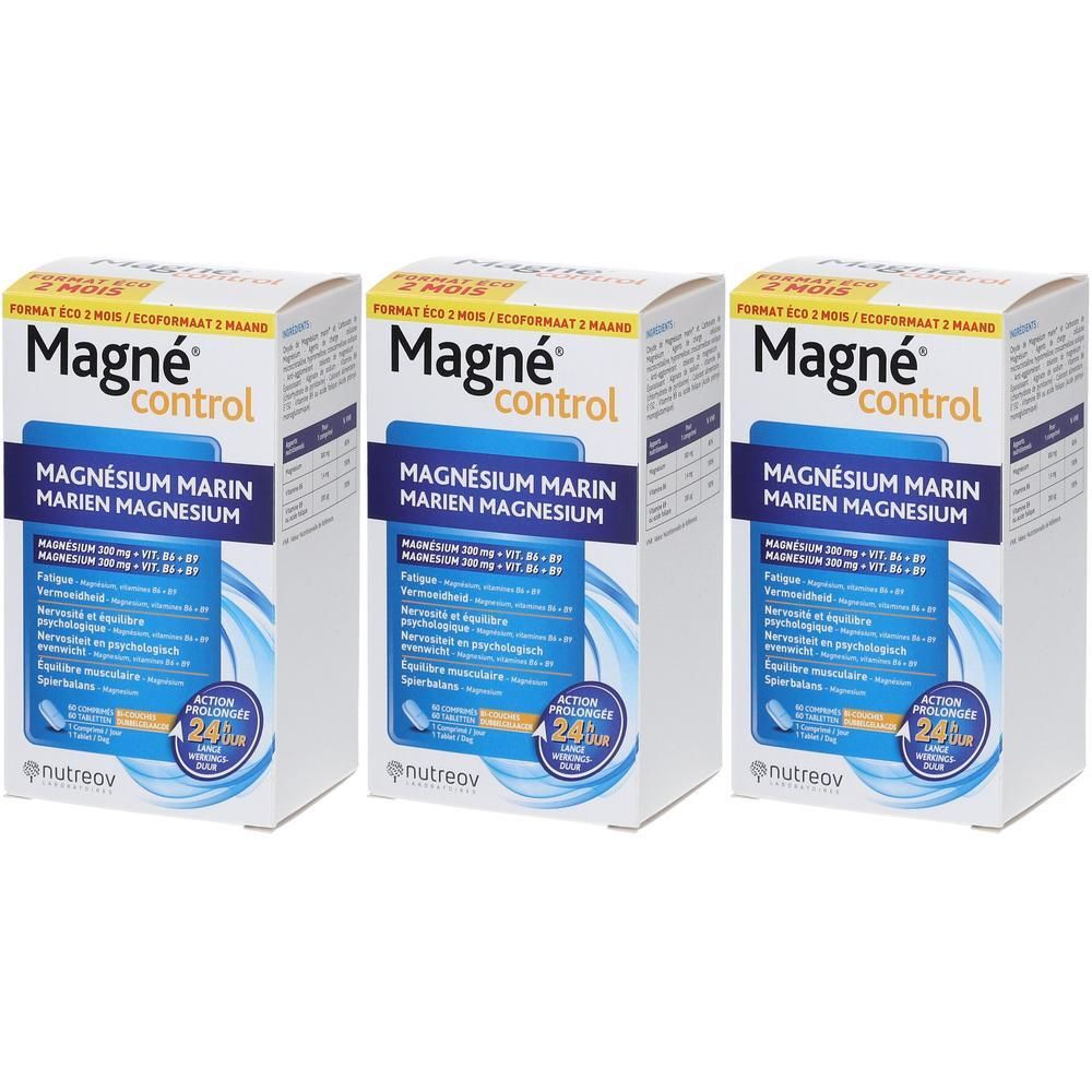Trois boîtes de Nutreov Magnécontrol Magnésium Marin 60 comprimés.