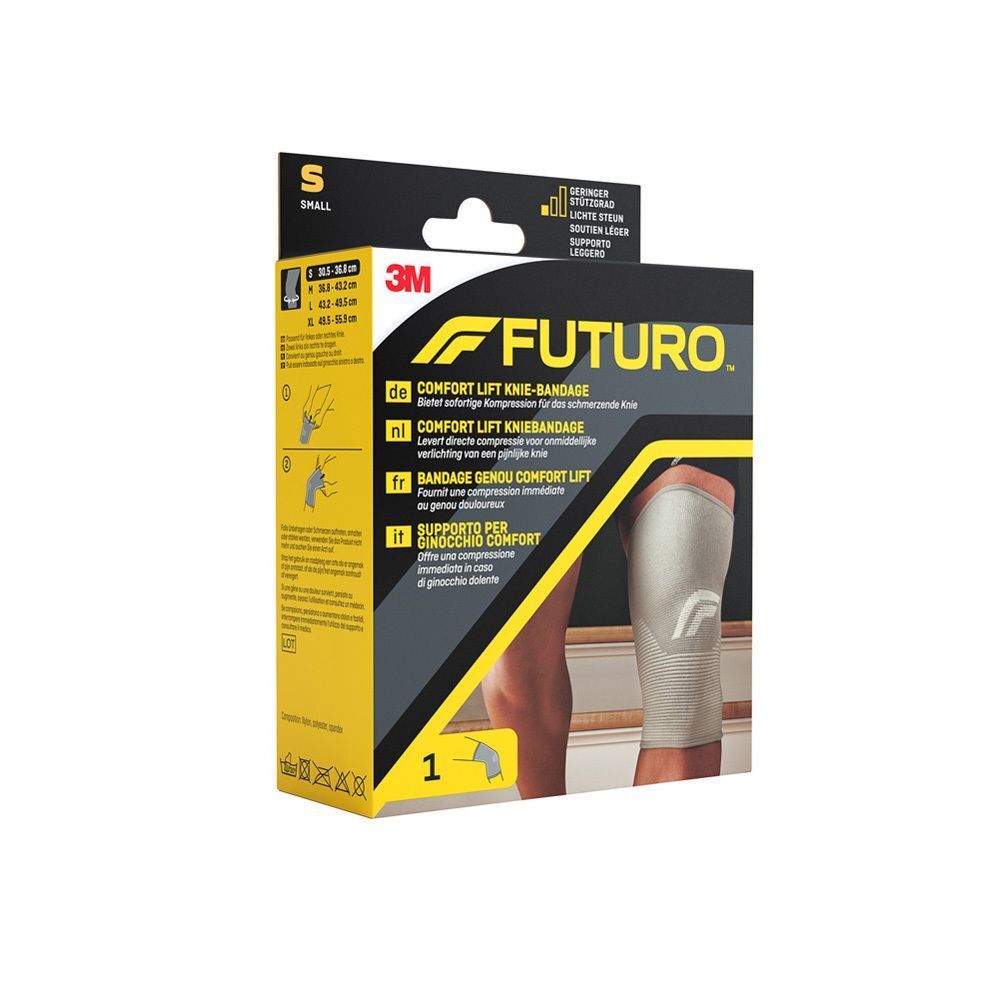 Verpakking van een FUTURO Comfort Lift kniebandage, maat Small.