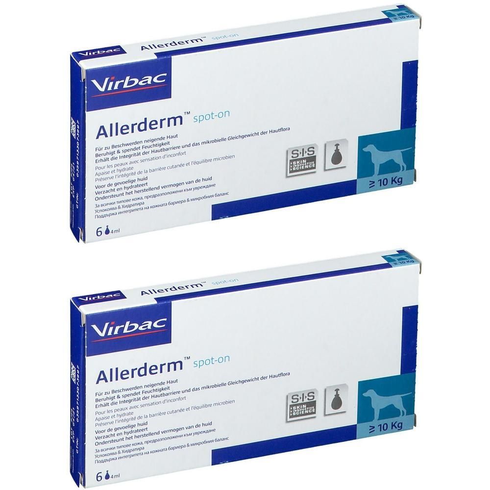 Virbac Allerderm Spot-on voor honden >10 kg, 6 pipetten.
