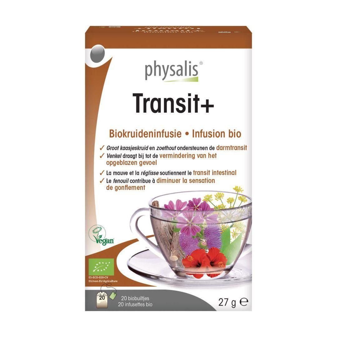 Physalis Transit+ Bio kruideninfusie. Doos met 20 zakjes.
