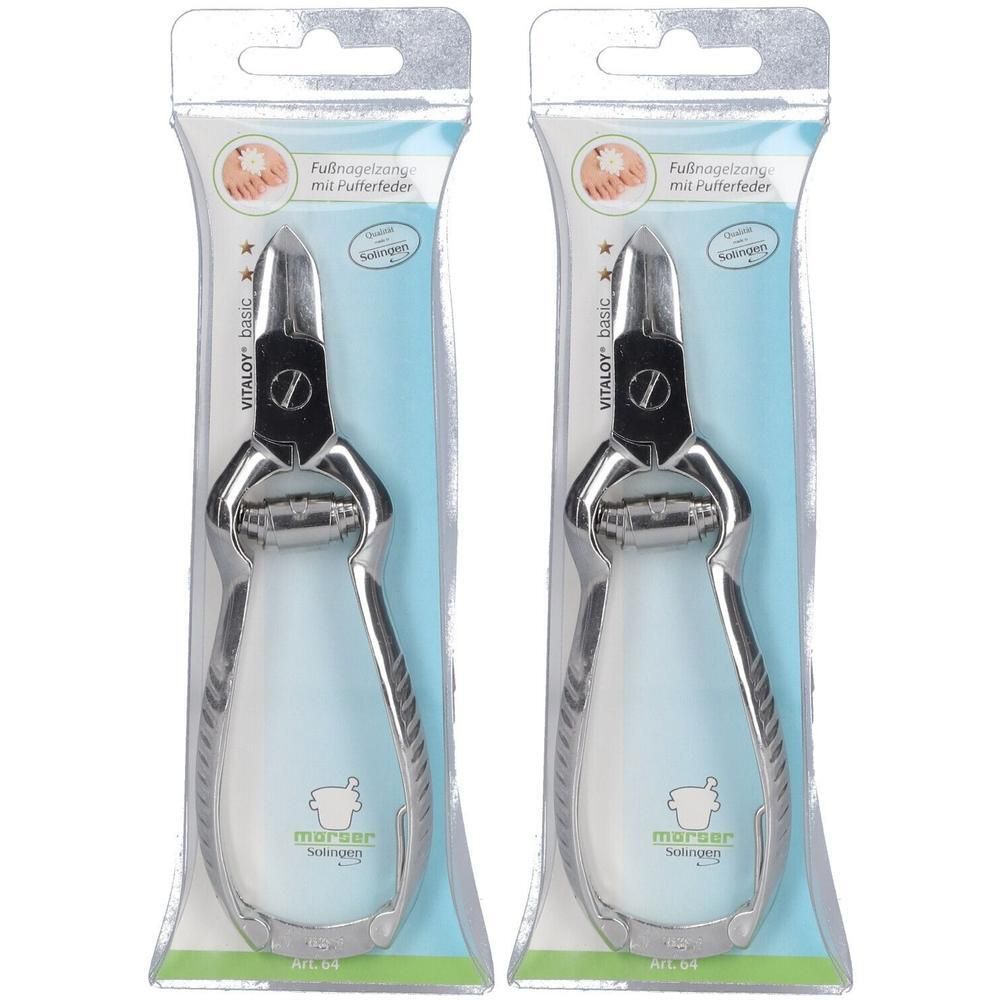 Twee paar mörser teennagelknippers met drukveer, Basic 13 cm, in blisterverpakking.