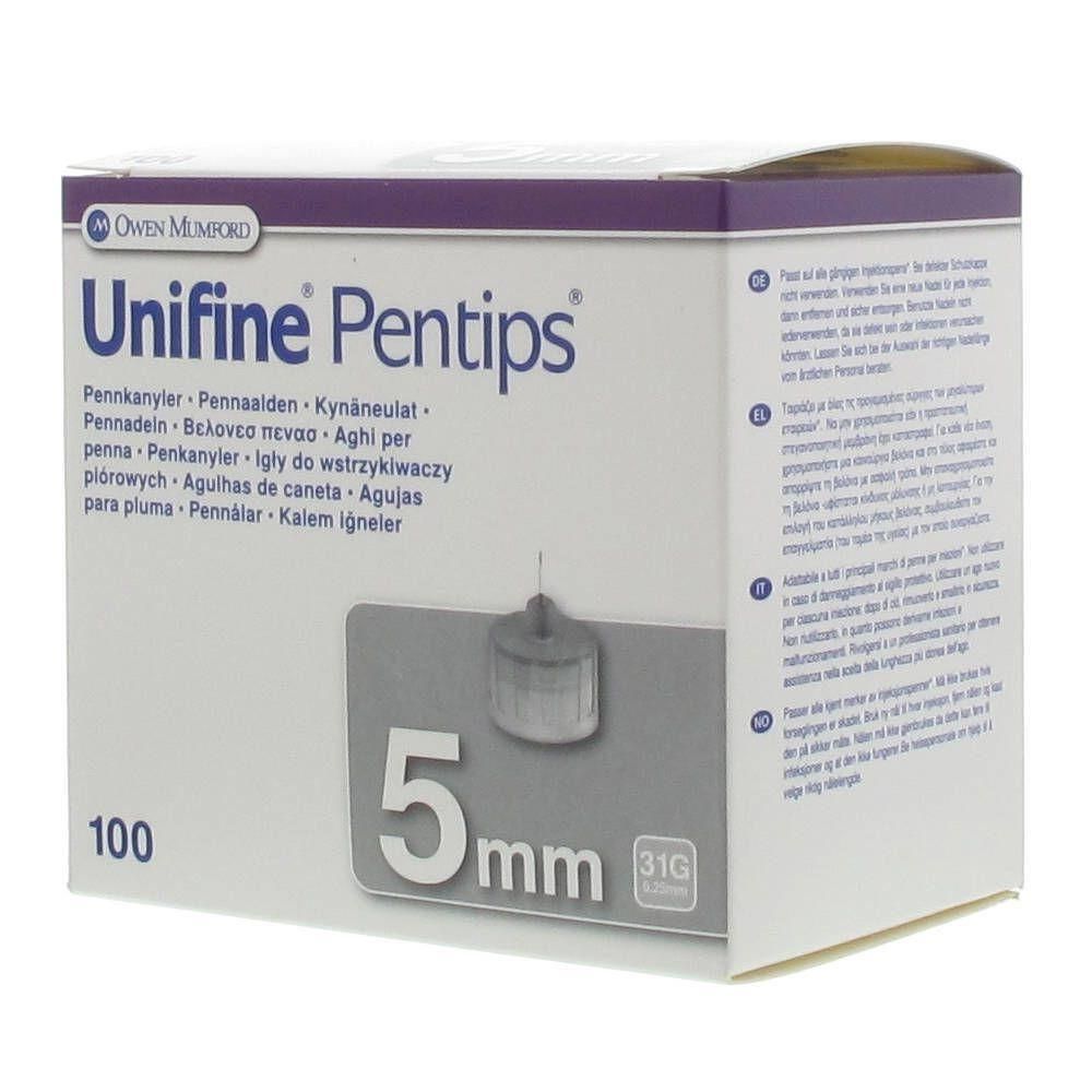 Doos met 100 Unifine Pentips naalden, 5mm lang, 31G.