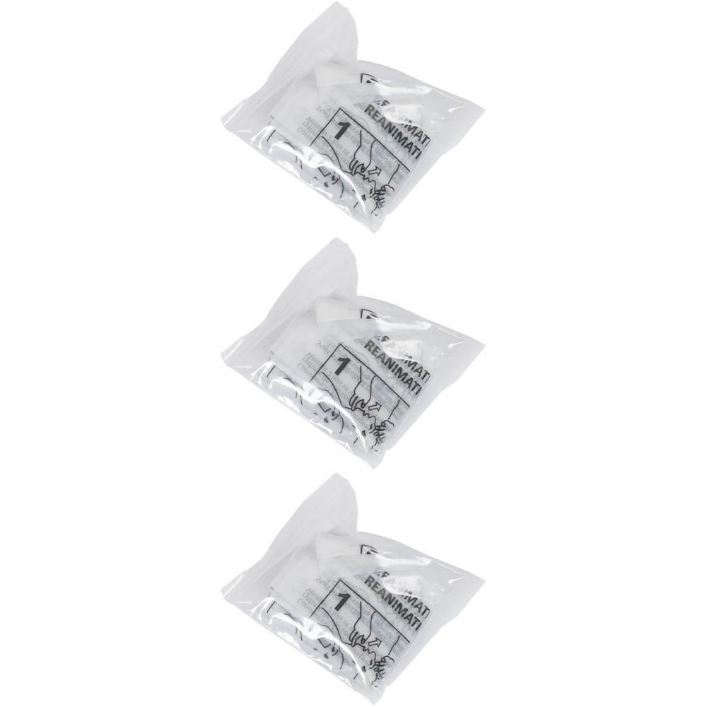 Trois sacs de réanimation emballés individuellement avec instructions.